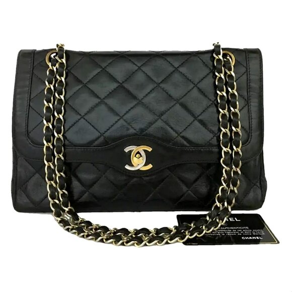 Vintage Chanel Limited Paris Edition Double Flap Diana with 24k Gold Hardware - Picture 1 of 10
